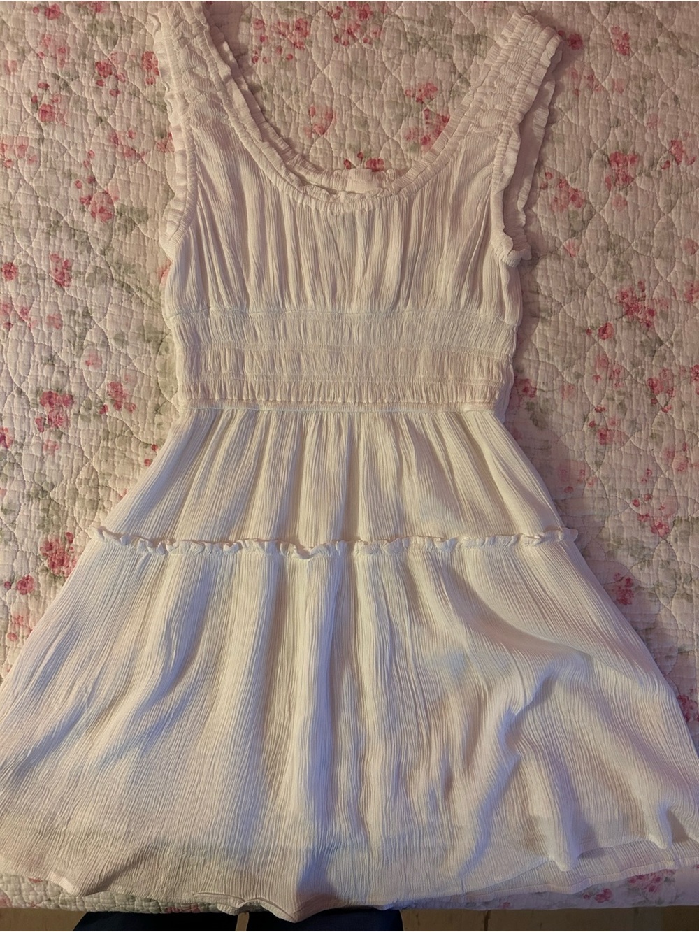 Patrons of Peace White Tiered Ruched Mini Dress - Picture 2 of 4
